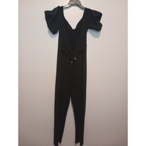 Privy Privately Privileged Women Black Off The Shoulder Capri Blelted Jumpsuit L